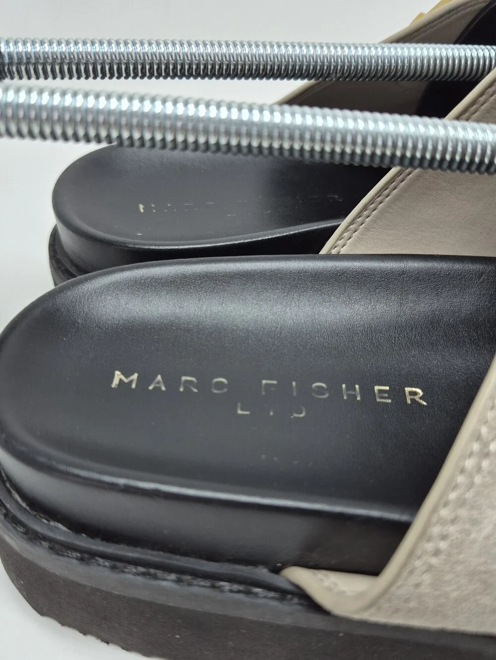 Marc Fisher Taupe Suede Adjustable Double-S      Taupe Suede Double-Buckle Sz 11